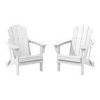 Ensemble de 2 chaises Adirondack pliantes résistantes aux intempéries - Matériau en polyéthylène, finition imitation bois - Sièges de patio extérieurs