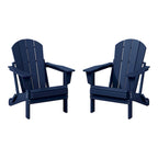 Ensemble de 2 chaises Adirondack pliantes résistantes aux intempéries - Matériau en polyéthylène, finition imitation bois - Sièges de patio extérieurs