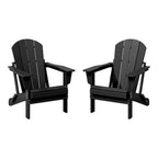 Ensemble de 2 chaises Adirondack pliantes résistantes aux intempéries - Matériau en polyéthylène, finition imitation bois - Sièges de patio extérieurs