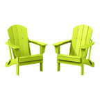Ensemble de 2 chaises Adirondack pliantes résistantes aux intempéries - Matériau en polyéthylène, finition imitation bois - Sièges de patio extérieurs