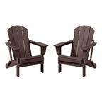 Ensemble de 2 chaises Adirondack pliantes résistantes aux intempéries - Matériau en polyéthylène, finition imitation bois - Sièges de patio extérieurs