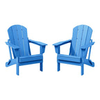 Ensemble de 2 chaises Adirondack pliantes résistantes aux intempéries - Matériau en polyéthylène, finition imitation bois - Sièges de patio extérieurs