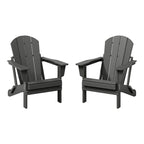 Ensemble de 2 chaises Adirondack pliantes résistantes aux intempéries - Matériau en polyéthylène, finition imitation bois - Sièges de patio extérieurs