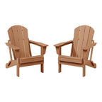 Ensemble de 2 chaises Adirondack pliantes résistantes aux intempéries - Matériau en polyéthylène, finition imitation bois - Sièges de patio extérieurs