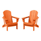 Ensemble de 2 chaises Adirondack pliantes résistantes aux intempéries - Matériau en polyéthylène, finition imitation bois - Sièges de patio extérieurs