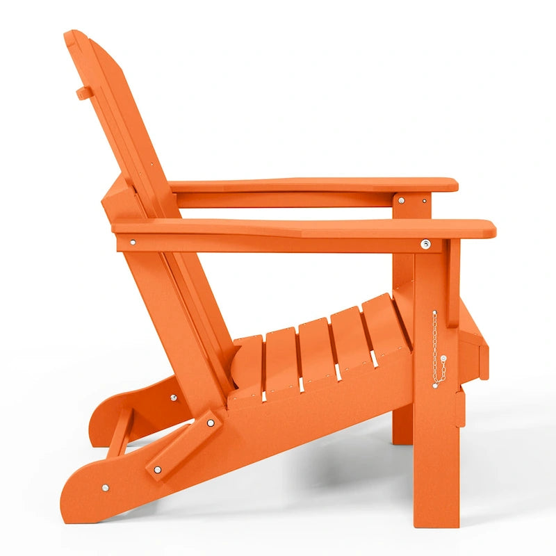 Ensemble de 2 chaises Adirondack pliantes résistantes aux intempéries - Matériau en polyéthylène, finition imitation bois - Sièges de patio extérieurs