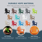 Ensemble de 2 chaises Adirondack pliantes résistantes aux intempéries - Matériau en polyéthylène, finition imitation bois - Sièges de patio extérieurs