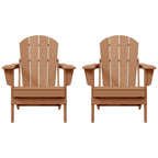 Ensemble de 2 chaises Adirondack pliantes résistantes aux intempéries - Matériau en polyéthylène, finition imitation bois - Sièges de patio extérieurs