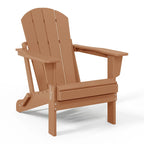 Ensemble de 2 chaises Adirondack pliantes résistantes aux intempéries - Matériau en polyéthylène, finition imitation bois - Sièges de patio extérieurs