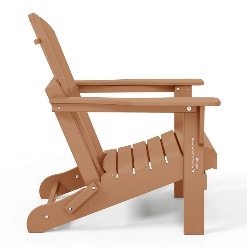Ensemble de 2 chaises Adirondack pliantes résistantes aux intempéries - Matériau en polyéthylène, finition imitation bois - Sièges de patio extérieurs