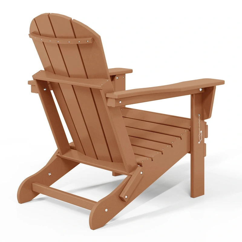 Ensemble de 2 chaises Adirondack pliantes résistantes aux intempéries - Matériau en polyéthylène, finition imitation bois - Sièges de patio extérieurs