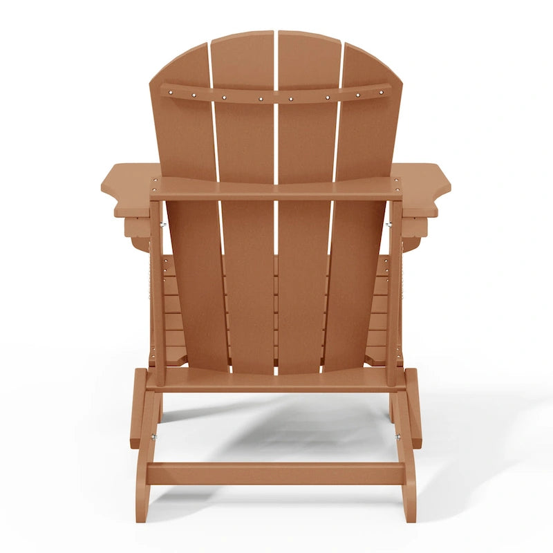 Ensemble de 2 chaises Adirondack pliantes résistantes aux intempéries - Matériau en polyéthylène, finition imitation bois - Sièges de patio extérieurs