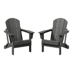 Ensemble de 2 chaises Adirondack pliantes résistantes aux intempéries - Matériau en polyéthylène, finition imitation bois - Sièges de patio extérieurs