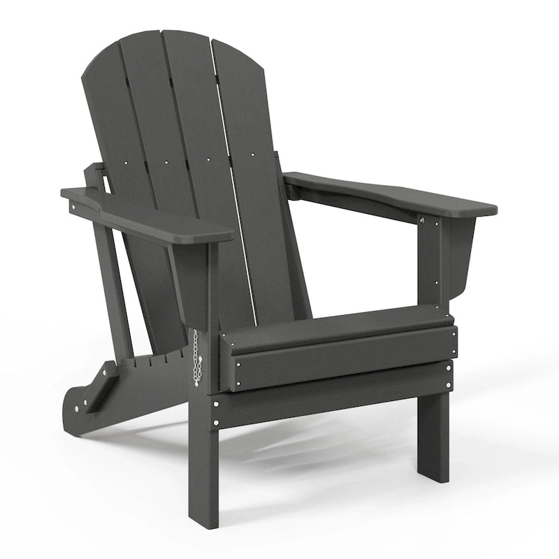 Ensemble de 2 chaises Adirondack pliantes résistantes aux intempéries - Matériau en polyéthylène, finition imitation bois - Sièges de patio extérieurs