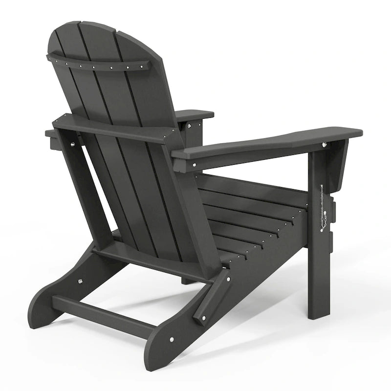 Ensemble de 2 chaises Adirondack pliantes résistantes aux intempéries - Matériau en polyéthylène, finition imitation bois - Sièges de patio extérieurs