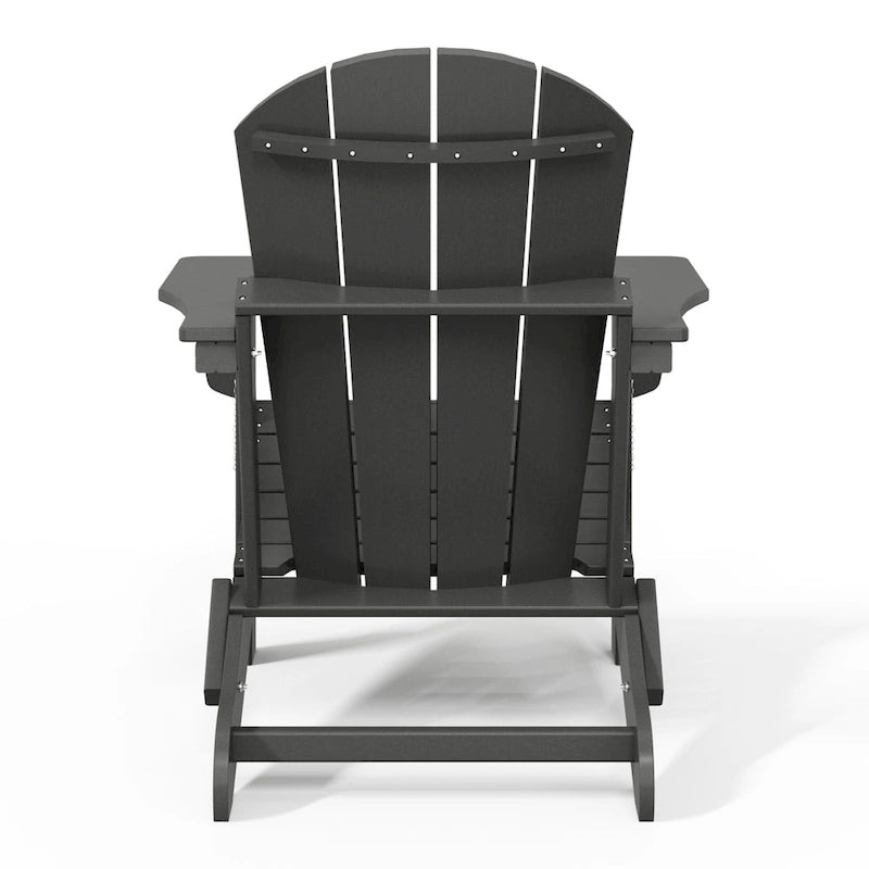 Ensemble de 2 chaises Adirondack pliantes résistantes aux intempéries - Matériau en polyéthylène, finition imitation bois - Sièges de patio extérieurs
