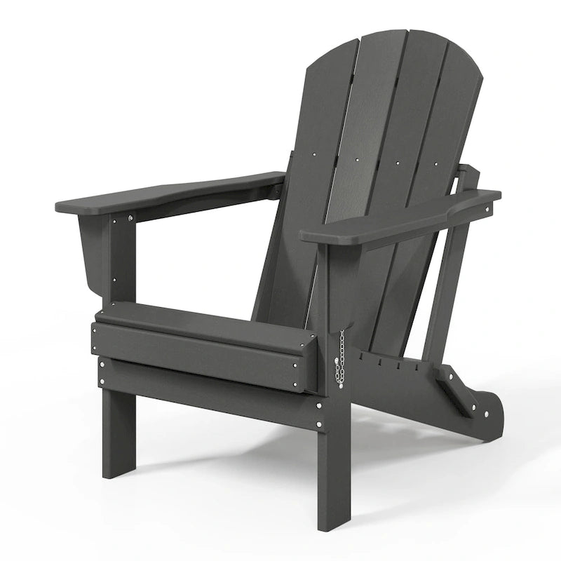 Ensemble de 2 chaises Adirondack pliantes résistantes aux intempéries - Matériau en polyéthylène, finition imitation bois - Sièges de patio extérieurs