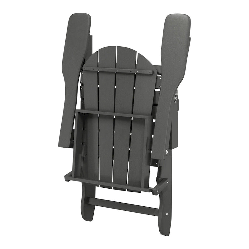 Ensemble de 2 chaises Adirondack pliantes résistantes aux intempéries - Matériau en polyéthylène, finition imitation bois - Sièges de patio extérieurs