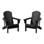 Ensemble de 2 chaises Adirondack pliantes résistantes aux intempéries - Matériau en polyéthylène, finition imitation bois - Sièges de patio extérieurs