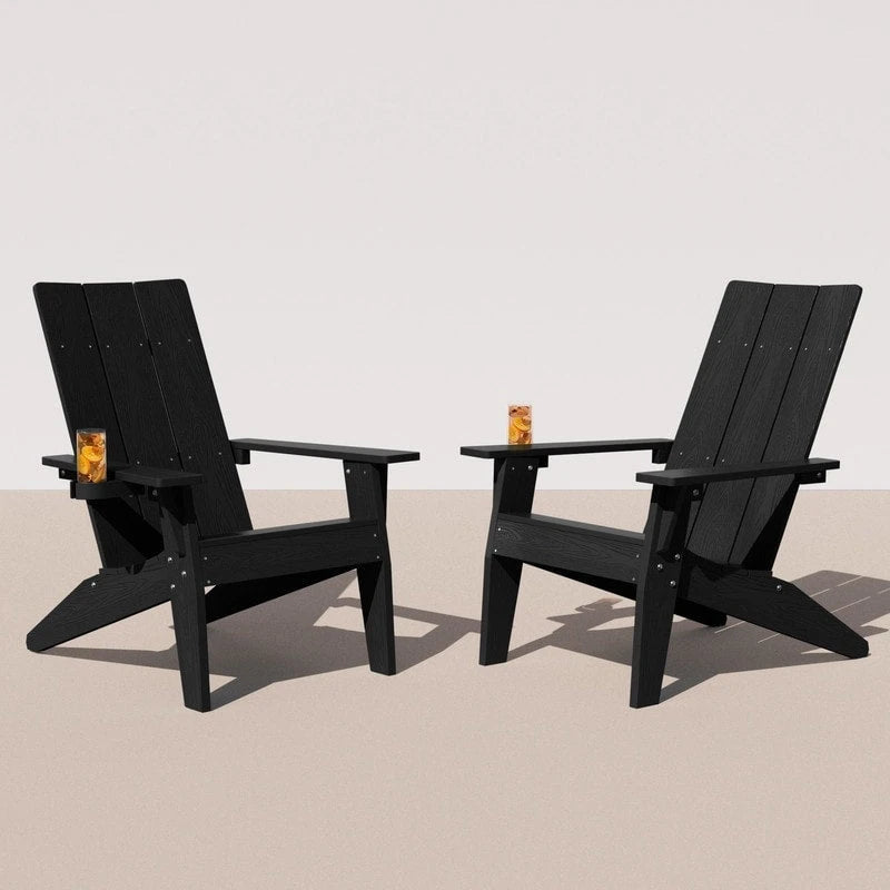 Ensemble de 2 chaises Adirondack d'extérieur WINSOON HIPS résistantes aux intempéries avec porte-gobelet