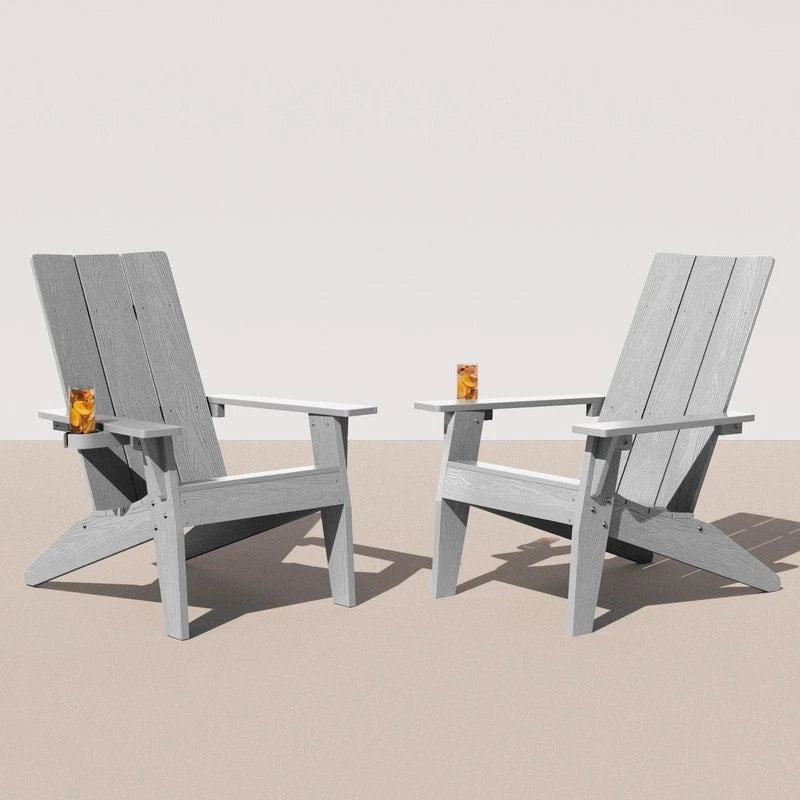 Ensemble de 2 chaises Adirondack d'extérieur WINSOON HIPS résistantes aux intempéries avec porte-gobelet