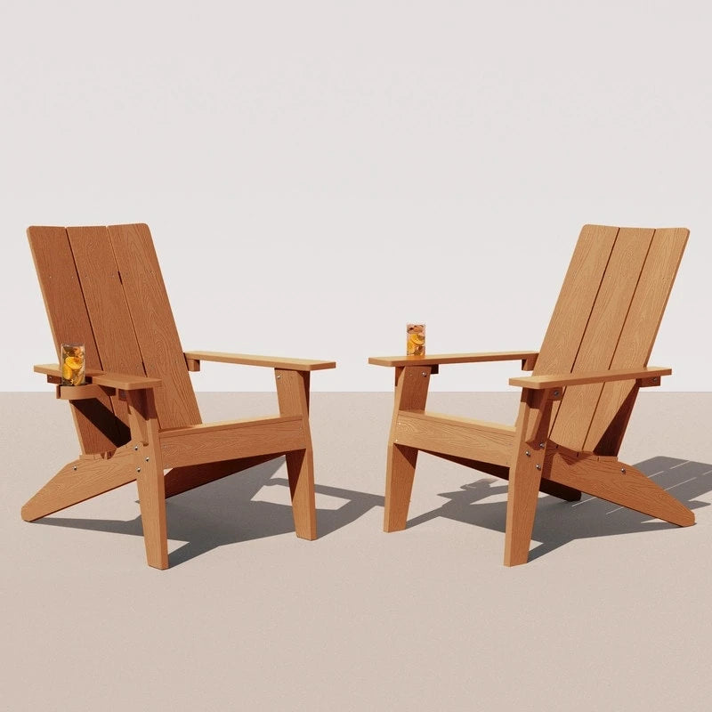 Ensemble de 2 chaises Adirondack d'extérieur WINSOON HIPS résistantes aux intempéries avec porte-gobelet