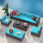 Ensemble de canapés d'angle en osier 10 pièces