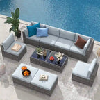 Ensemble de canapés d'angle en osier 10 pièces