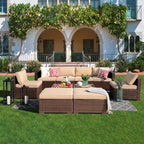 Ensemble de canapés d'angle en osier 10 pièces