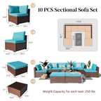 Ensemble de canapés d'angle en osier 10 pièces