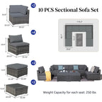 Ensemble de canapés d'angle en osier 10 pièces