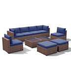 Ensemble de canapés d'angle en osier 10 pièces