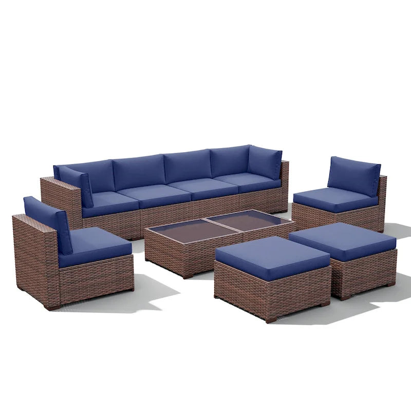 Ensemble de canapés d'angle en osier 10 pièces