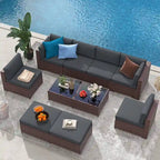 Ensemble de canapés d'angle en osier 10 pièces