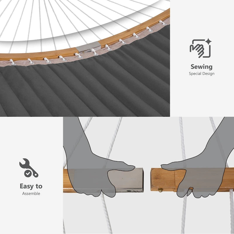 Hamac d'extérieur 2 places avec support et oreiller