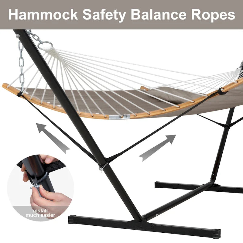 Hamac d'extérieur 2 places avec support et oreiller