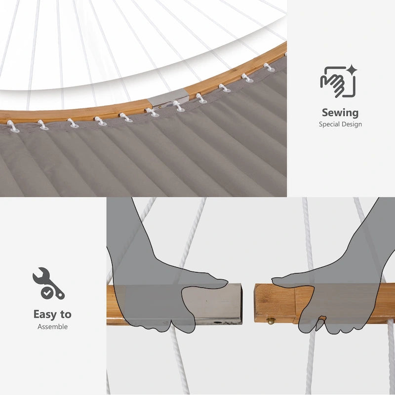 Hamac d'extérieur 2 places avec support et oreiller