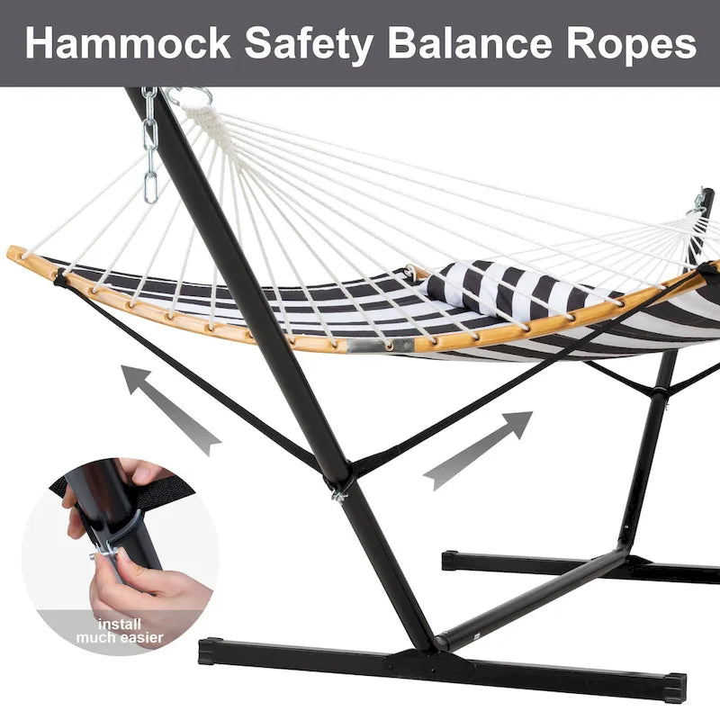 Hamac d'extérieur 2 places avec support et oreiller