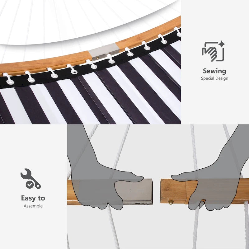 Hamac d'extérieur 2 places avec support et oreiller