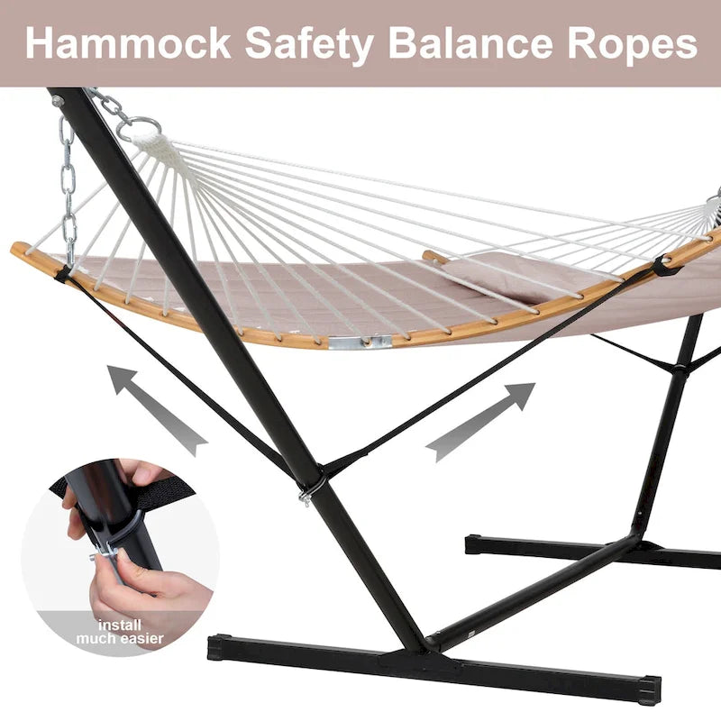 Hamac d'extérieur 2 places avec support et oreiller