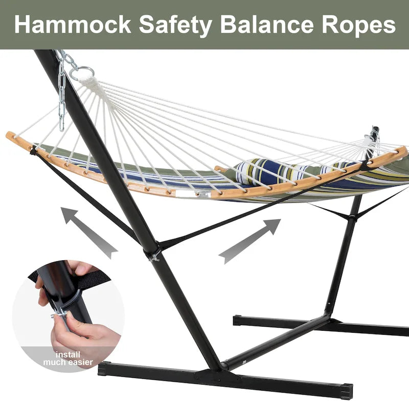 Hamac d'extérieur 2 places avec support et oreiller