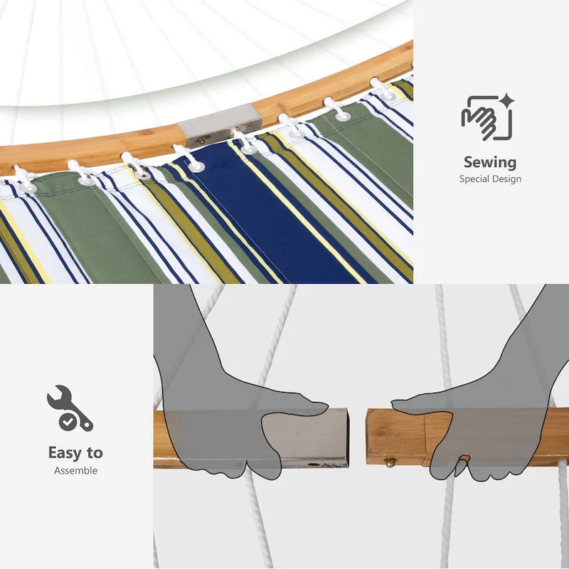 Hamac d'extérieur 2 places avec support et oreiller