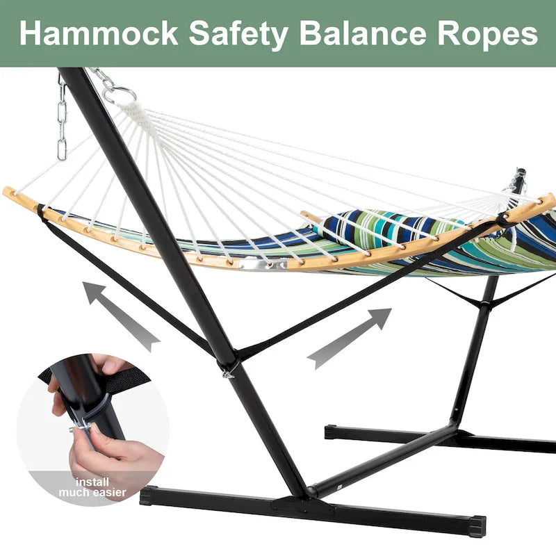 Hamac d'extérieur 2 places avec support et oreiller