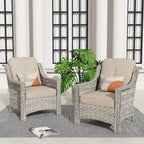 HOOOWOOO 2-piece High Back Wicker Rattan Outdoor Patio Chair Set