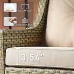 Ensemble de 2 chaises de jardin en rotin tressé à dossier haut - Résine PE tressée à la main - Acier thermolaqué - Coussins inclus