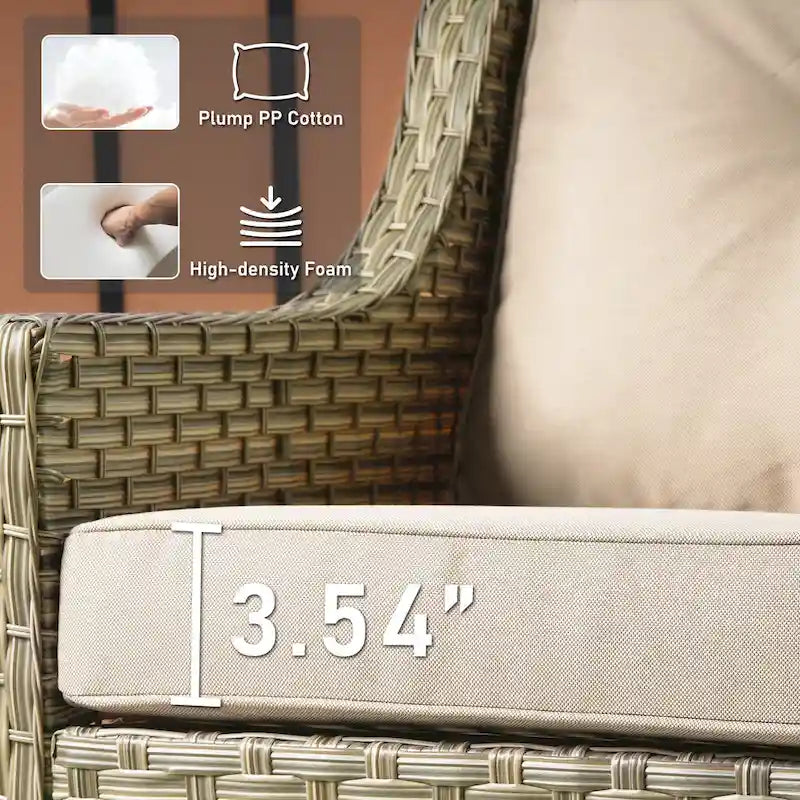 Ensemble de 2 chaises de jardin en rotin tressé à dossier haut - Résine PE tressée à la main - Acier thermolaqué - Coussins inclus