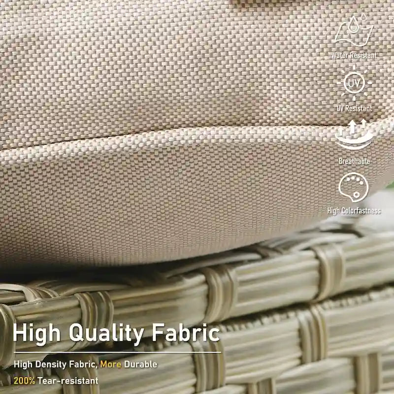 Ensemble de 2 chaises de jardin en rotin tressé à dossier haut - Résine PE tressée à la main - Acier thermolaqué - Coussins inclus