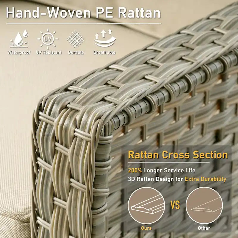 Ensemble de 2 chaises de jardin en rotin tressé à dossier haut - Résine PE tressée à la main - Acier thermolaqué - Coussins inclus