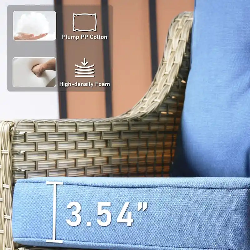 Ensemble de 2 chaises de jardin en rotin tressé à dossier haut - Résine PE tressée à la main - Acier thermolaqué - Coussins inclus