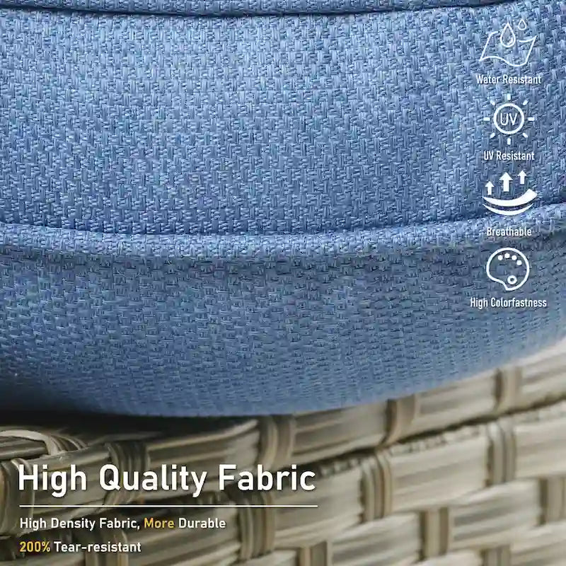 Ensemble de 2 chaises de jardin en rotin tressé à dossier haut - Résine PE tressée à la main - Acier thermolaqué - Coussins inclus